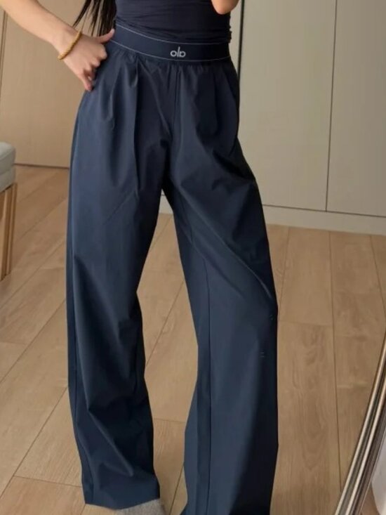 ALO Yoga Pants - NWT ✨ALO Yoga Navy Blue Office Wide Leg Pants (Regular Length) Clean Girl🥂